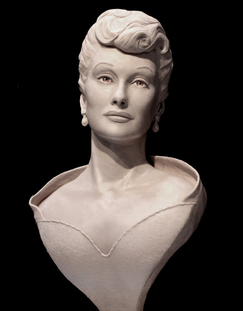 Lucille Ball portrait sculpture, Lucy clay bust, Paula slater Sculpture