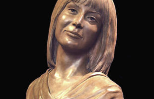 Neda Agha-Soltan Bronze portrait Bust by paula slater sculpture, 2009 Iranian Protests, shot in the heart, Angel of Freedom