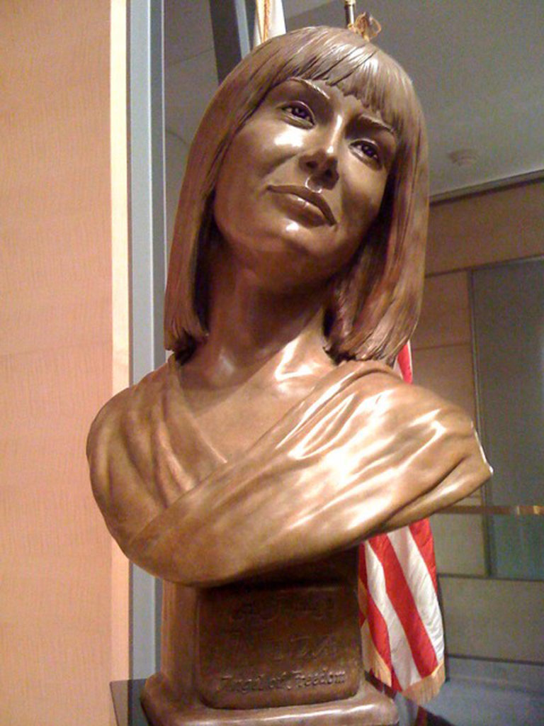 Neda Agha-Soltan Bronze Portrait Bust by Paula Slater, Iran Protests 2009, death of Neda