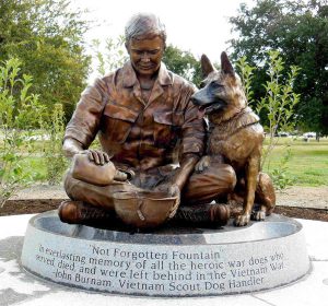 Military Dog Handler and War Dog Bronze Statue