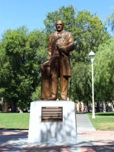 Bronze Portrait Statue of Don Salvio Pacheco by Paula Slater, Public Art Bronze Monument at Todos Santos Plaza, Concord, CA