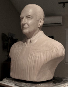Paula Slater sculpts portrait bust of Judge Leroy Contie