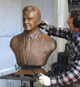 Bronze Bust by Paula Slater of Mayor Stanley Cmick Patina