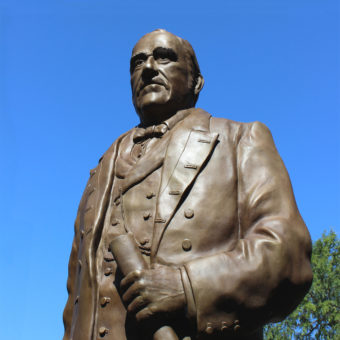 Bronze Portrait Monument of Don Salvio Pacheco by Paula Slater Sculpture