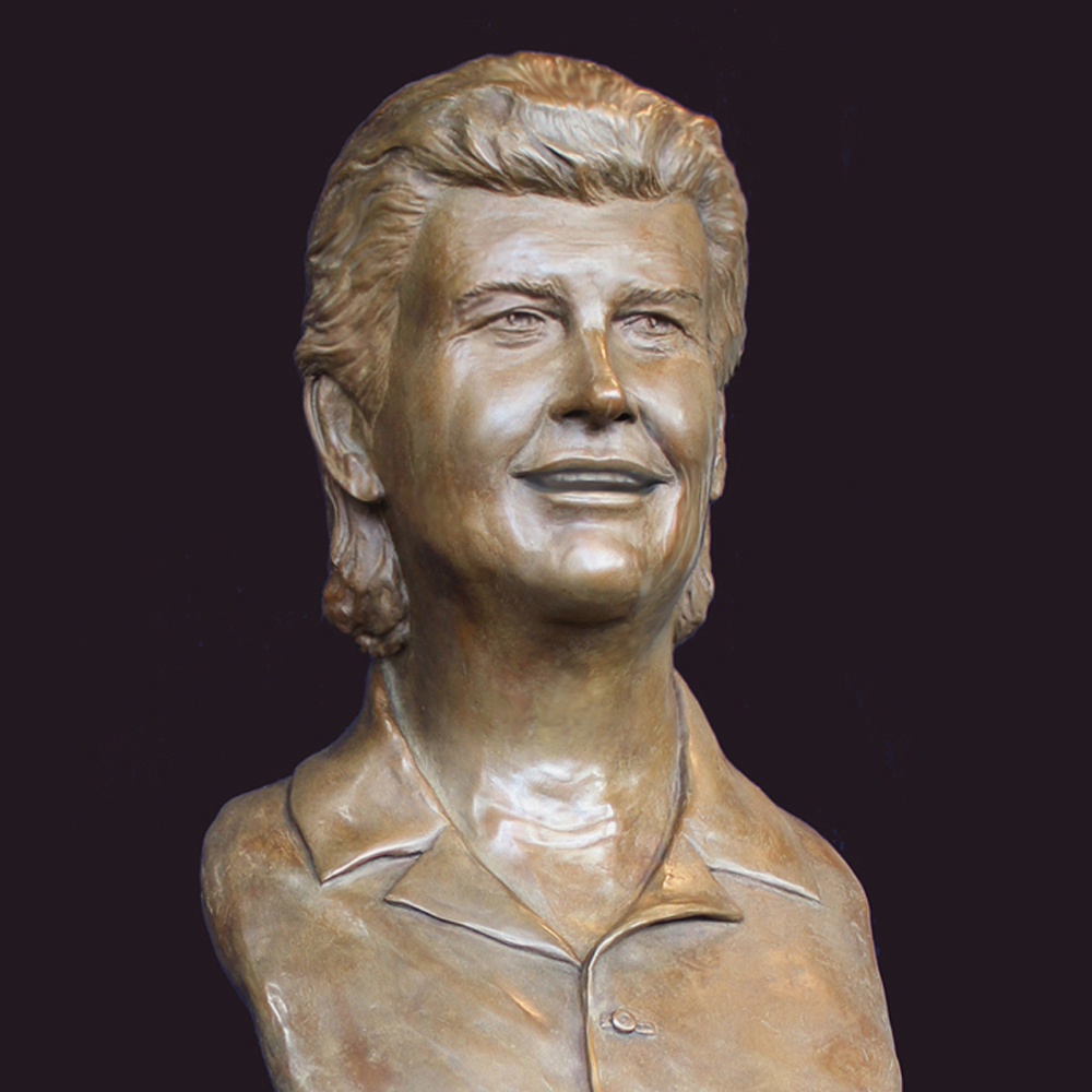 Life size bronze portrait bust of George Draper by Paula Slater.