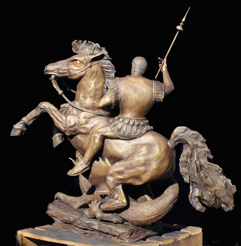Saint George and the Dragon Bronze Statue by Paula Slater