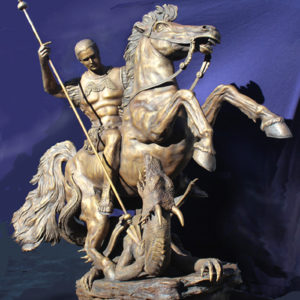Saint George and the Dragon Bronze Sculpture, Bronze Statue by Paula Slater Sculpture