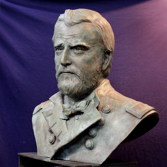 General Ulysses S. Grant Bronze Portrait Bust by Paula Slater Sculpture