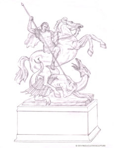 Design Sketch by Paula Slater for an over life size bronze sculpture.