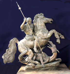 St. George and the Dragon bronze Sculpture by Paula Slater Sculpture