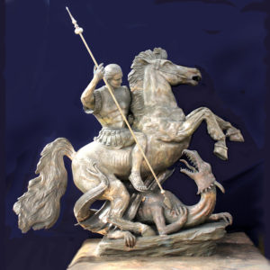 St. George and the Dragon Bronze Sculpture by Paula Slater Sculpture