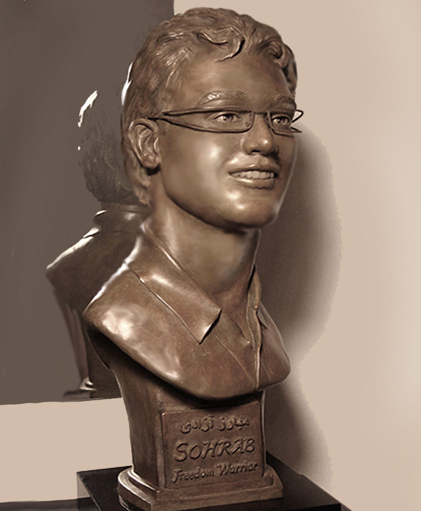 Sohrab Aarabi Freedom Warrior Bronze Bust by Paula Slater, Iran Protester in 2009