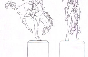 Bucking Bronco Design Sketch for Bronze