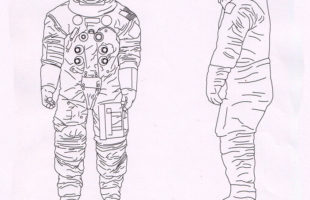 Neil Armstrong Spacesuit Design,15 Life Size Replicas Design Sketch by Paula Slater
