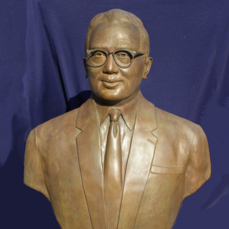 United Nations Secretary-General U-Thant Portrait Bust Sculpture by Paula B. Slater, 1.5 times life size, Florida International University, Miami