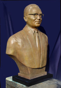 Bronze Portrait Bust of United Nations past Secretary General U-Thant by Paula Slater Sculpture for FIU, Miami, Florida