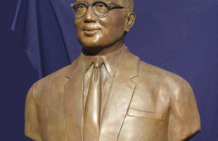 Bronze Portrait Bust of United Nations past Secretary General U-Thant by Paula Slater Sculpture