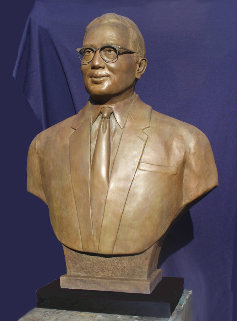 Bronze Portrait Bust of United Nations past Secretary General U-Thant for FIU by Paula Slater Sculpture
