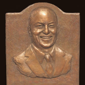 Andy Anderson Bronze Relief Plaque, Portrait Plaque, Bronze Award Plaque, Area Corporation, Paula Slater Sculptor