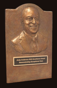 Andy Anderson Bronze Relief Plaque, Portrait Plaque, Bronze Award Plaque, Area Corporation, by Paula Slater Sculpture