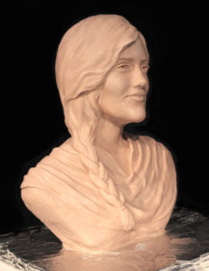 Mahsa Amini Clay Bust by Paula Slater Sculpture