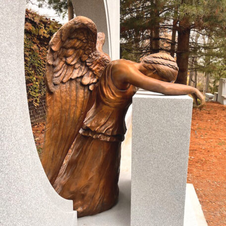 Weeping Angel, Bronze Memorial, Bronze Kneeling Angel, Paula Slater Sulpture, Cave Hill Cemetery Arboretum, Botanical Gardens, Bronze Angel Sculpture