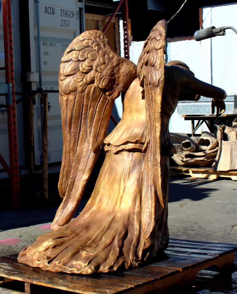 Weeping Angel Bronze Statue patina, Paula Slater