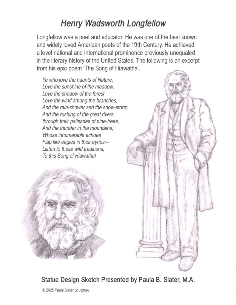 Henry Wadsworth Longfellow Statue Design Sketch by Paula Slater